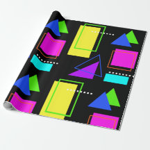 RETRO 80S NEON FLUORO FÄRG GEOMETRIC SHAPE PRINT