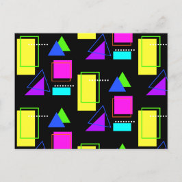 RETRO 80S NEON FLUORO FÄRG GEOMETRIC SHAPE PRINT VYKORT