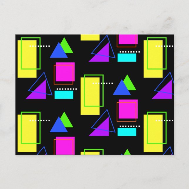 RETRO 80S NEON FLUORO FÄRG GEOMETRIC SHAPE PRINT VYKORT (Framsida)