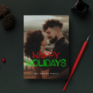 Retro 80s Neon Glad helg Photo Julkort