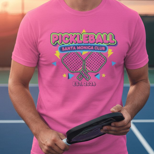 Retro 80s Neon Pickleball Club Personalized  T Shirt (Skapare uppladdad)