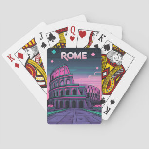 Retro 80s Neon Synthwave Colosseum Rom Casinokort