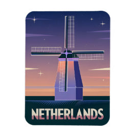 Retro 80s Neon Vaporwave Netherlands Kvarn Magnet