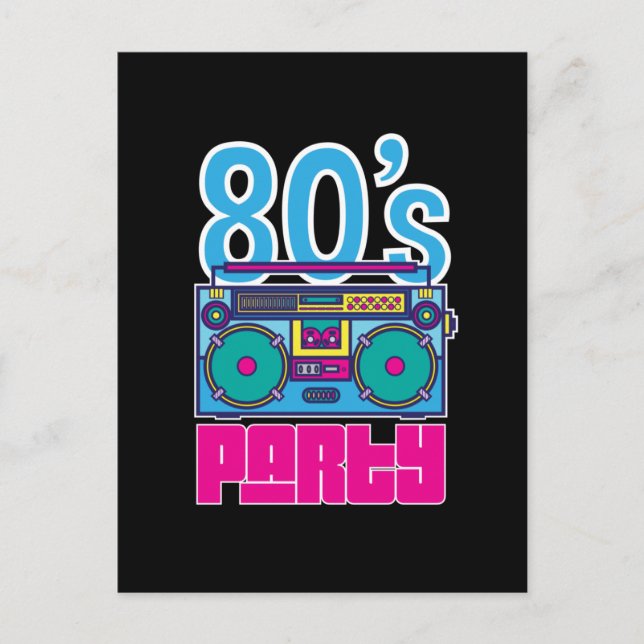 Retro 80's Party Girl Fantastisk Colorful Postcard Vykort (Framsida)