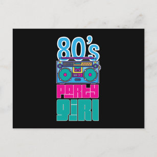 Retro 80's Party Girl Fantastisk Women Colorful Helg Vykort