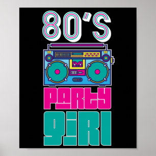 Retro 80's Party Girl Fantastisk Women Colorful Poster