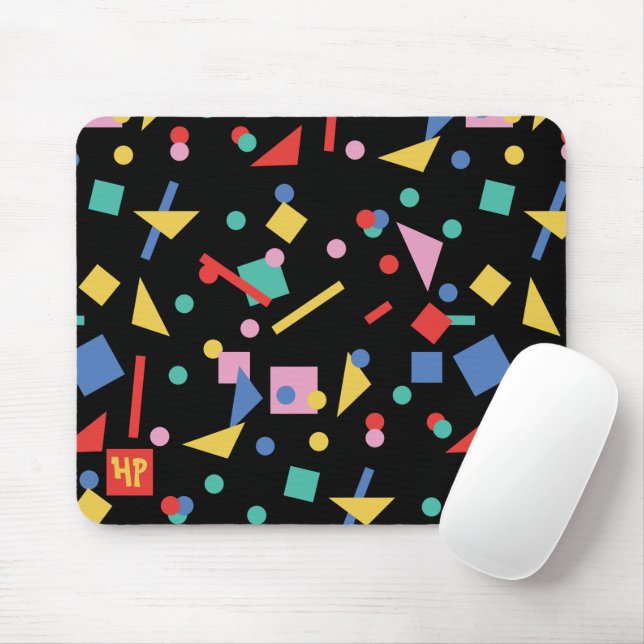 Retro 80s-popup-geometriska former med musknapp musmatta (Med mus)