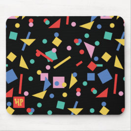 Retro 80s-popup-geometriska former med musknapp musmatta