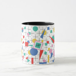 Retro 80s popup-geometriska former och rutnät mugg