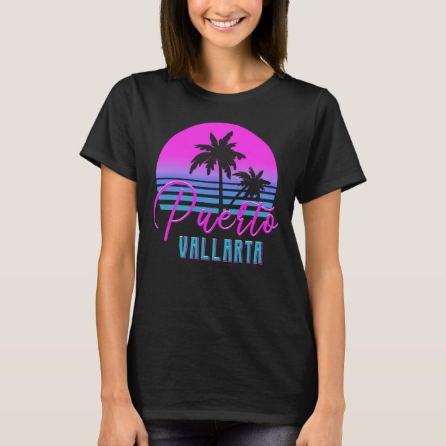 Retro 80s Puerto Vallarta T Shirt (Framsida)