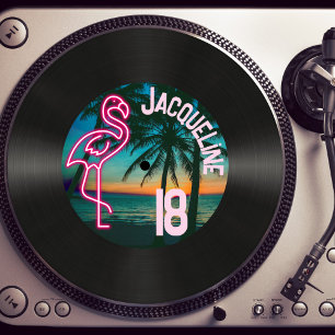 Retro 80s registrerar Neon Flamingo 18:e födelseda Inbjudningar