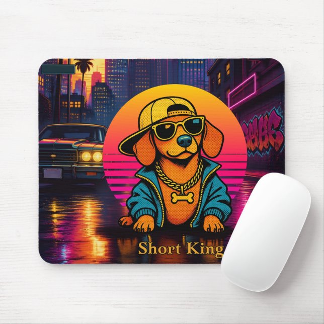 Retro 80s Short King Dachshund Mouse Pad Musmatta (Med mus)