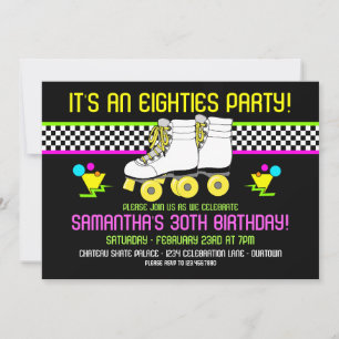 Retro 80s Skate Party Birthday-inbjudningar Inbjudningar