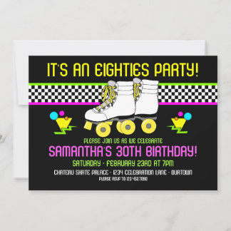 Retro 80s Skate Party Birthday-inbjudningar Inbjudningar