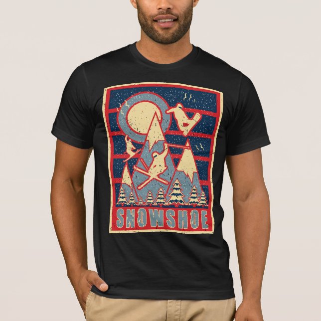 Retro 80s Snowshoe Mountain Ski T Shirt (Framsida)
