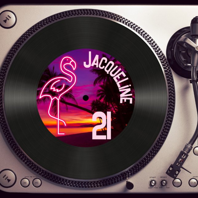 Retro 80s Spela in Tropical Neon 21: a födelsedage Inbjudningar (Skapare uppladdad)