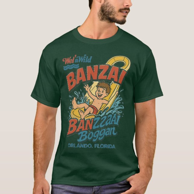 Retro 80s-stil vattenparken BANZAI ORLANDO, FLORID T Shirt (Framsida)