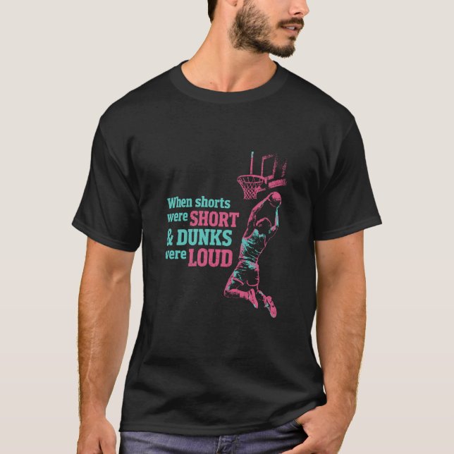 Retro 80s Style Basketball Dunk Illustration T Shirt (Framsida)