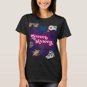 Retro 80's Sweet 16 Födelsedagsfest T Shirt