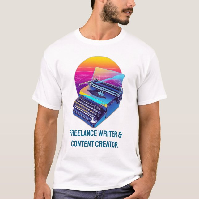 Retro 80s Synthwave Freelance Writer T Shirt (Framsida)