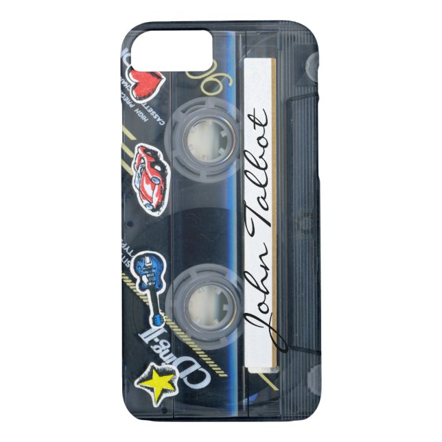 Retro 80s T3 Kassettbandsutskrift iphone case Case-Mate iPhone Skal (Baksida)