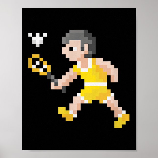 Retro 80s Video Game Pixel Art Badminton Player  Poster (Framsidan)