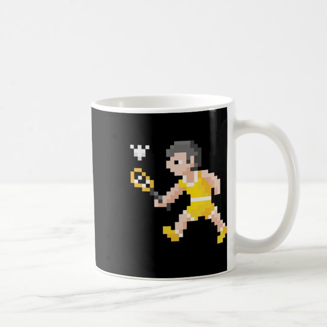 Retro 80s-videospelspixel Art Badminton Player Kaffemugg (Höger)