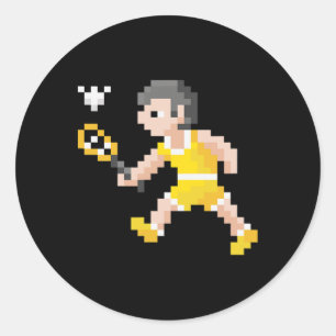 Retro 80s-videospelspixel Art Badminton Player Runt Klistermärke