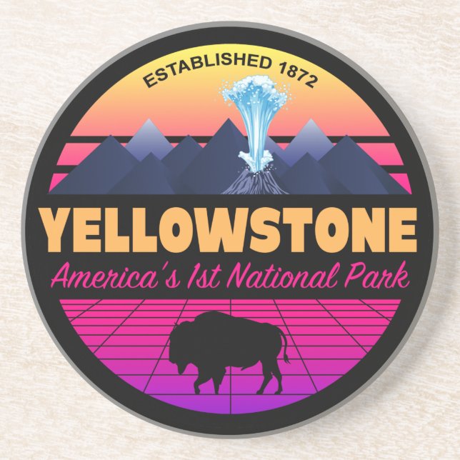 RETRO 80S YELLOWSTONE NATIONAL PARK VAPORWAVE UNDERLÄGG (Framsidan)