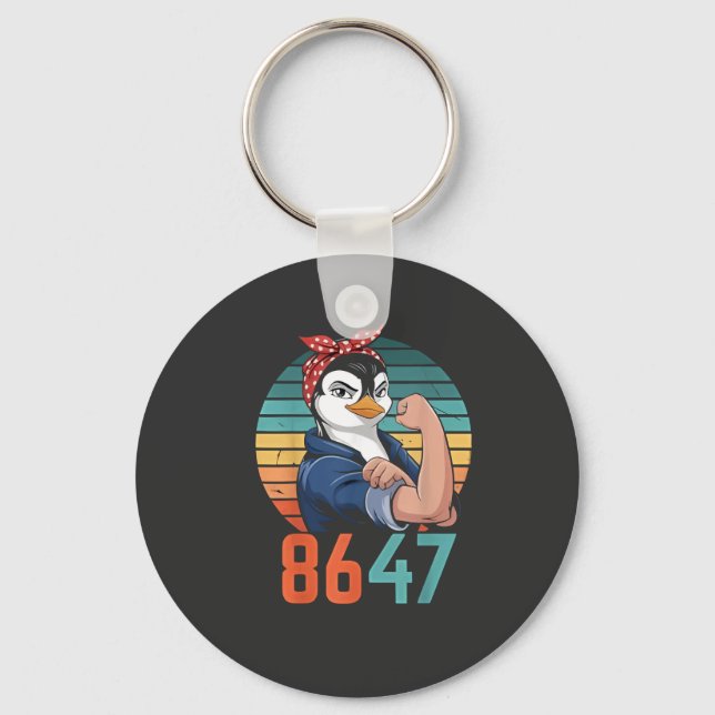 Retro 8647 Är det 2028, ändå antitrumpepenguin Nyckelring (Framsida)