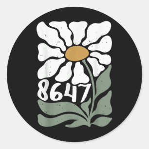 Retro 8647 Flower-Blommigt Runt Klistermärke