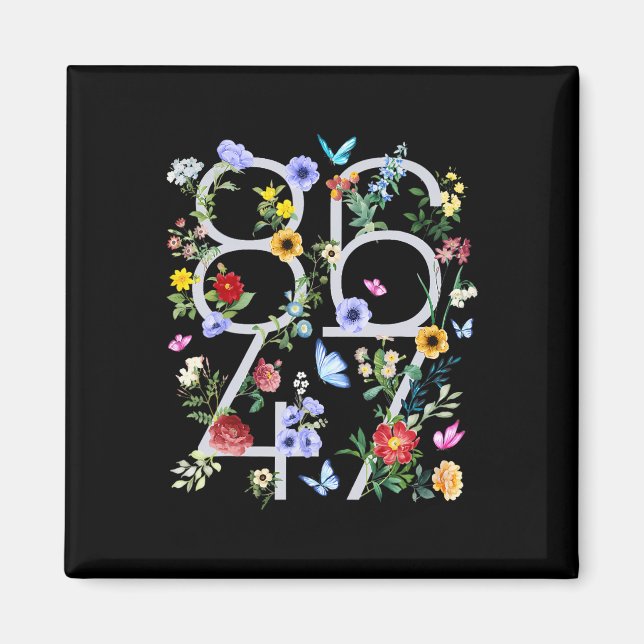 Retro 8647 Subtle Trump 86 47 Blommigt Boho Stil Magnet (Framsidan)