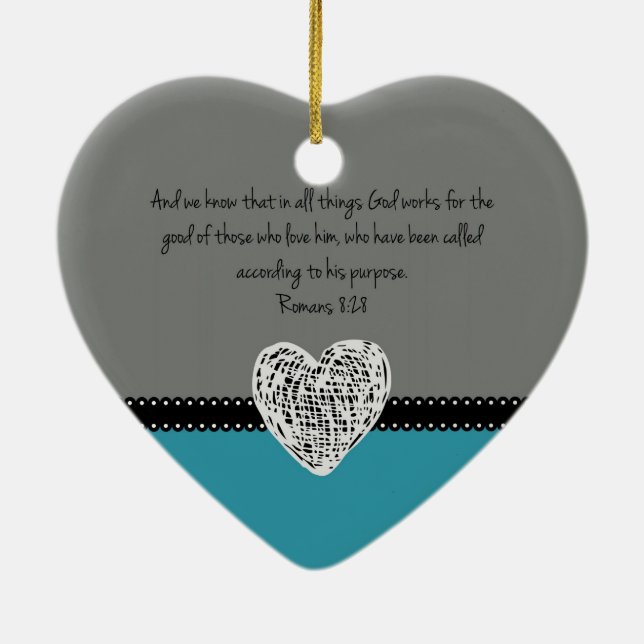 Retro 8:28 för bibelVerseRomans Julgransprydnad Keramik (Baksidan)