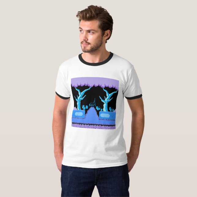 Retro 8-Bet videospelet inspirerade vuxna T-tröja T-shirt (Hel framsida)