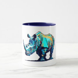 Retro 8-Bit Arcade Rhinoceros Pixel Art Geek Mugg