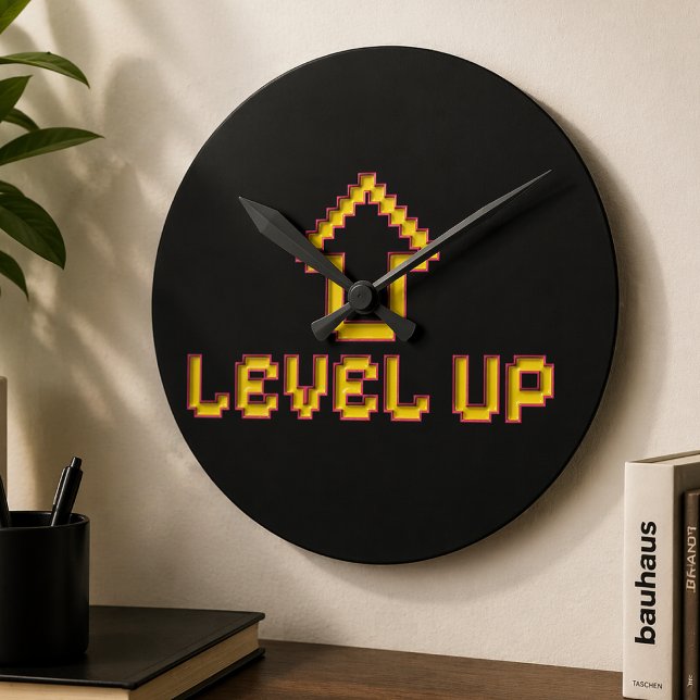 Retro 8-Bit EASY Wall Clock - Black Rund Klocka (Skapare uppladdad)