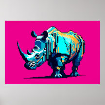 Retro 8-Bit Noshörning Pixel Art Spelarrum