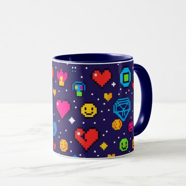 Retro 8-Bit Pixel Art Gaming Keramisk Mugg (Framsida höger)