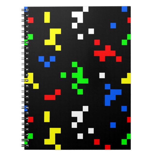 Retro 8 Bit Video Game Graphics Pattern Anteckningsbok (Framsidan)