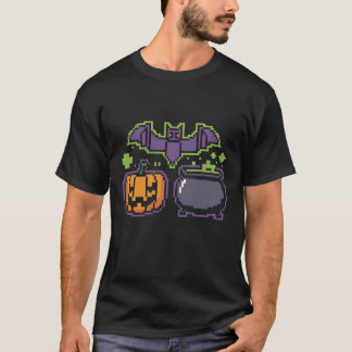 Retro 8-bitars Halloween T-Shirt | Pixel Art Pumpk