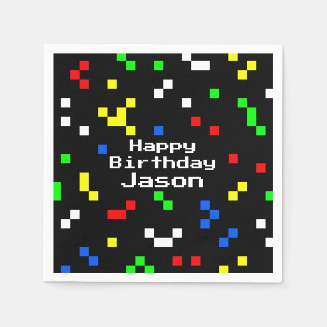 Retro 8-bitars videospelsgrafik Mönster Pappersservett (Framsidan)