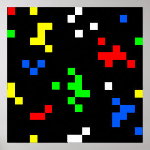 Retro 8-bitars videospelsgrafik Mönster Poster