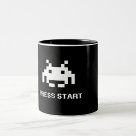 Retro 8-Bitids Arkad Tryck Start Spelare Tvåtons M Två-Tonad Mugg