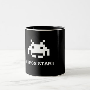 Retro 8-Bitids Arkad Tryck Start Spelare Tvåtons M Två-Tonad Mugg