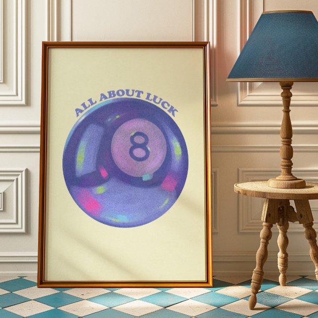Retro 8 boll tryck Lycklig magisk boll väggposter  (Skapare uppladdad)