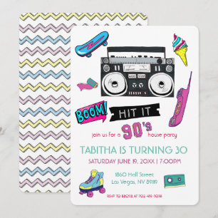 Retro 90:s Födelsedagsfest inbjudan