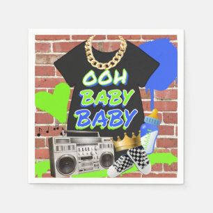 Retro 90:s Hip hop Baby Shower Napkins Pappersservett
