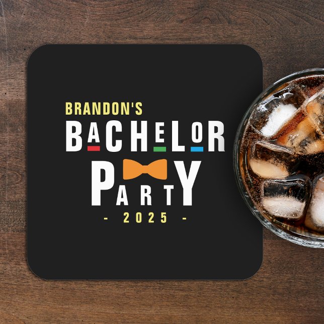 Retro 90-tal Färgglad slips Sängvätning Svart Underlägg Papper Kvadrat (Skapare uppladdad)