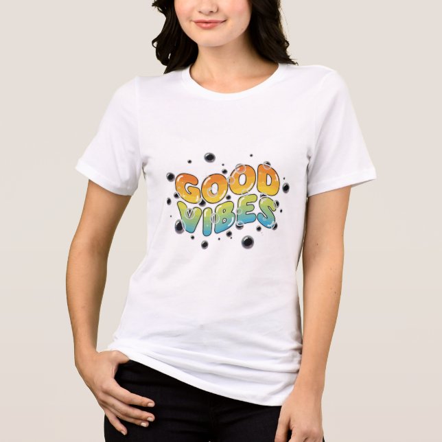 Retro 90-tal Goda Vibrationer Glänsande Graffiti T Shirt (Framsida)