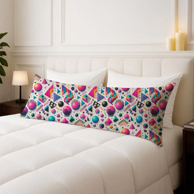 Retro 90-tal Memphis Geometrisk Neon Kraftig Kropp Kroppskudde (Retro 90s Memphis Geometric Neon Bold Body Pillow)
